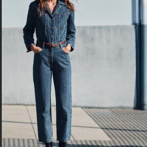 Zara Women Z1975 LONG DENIM JUMPSUIT Mid blue S NWT